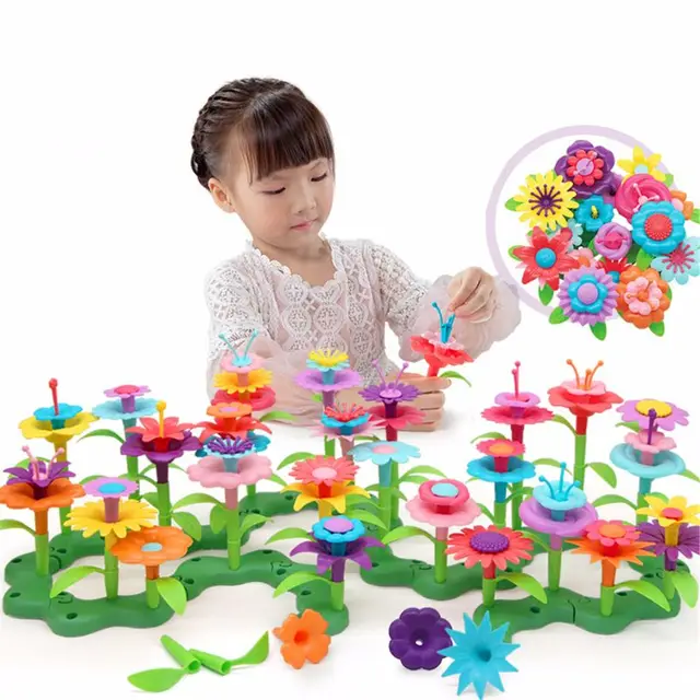 Flower Garden Building Toys - Build a Bouquet Floral Arrangement Playset for Toddlers and Kids Age 3, 4, 5, 6 Year Old Girls 1