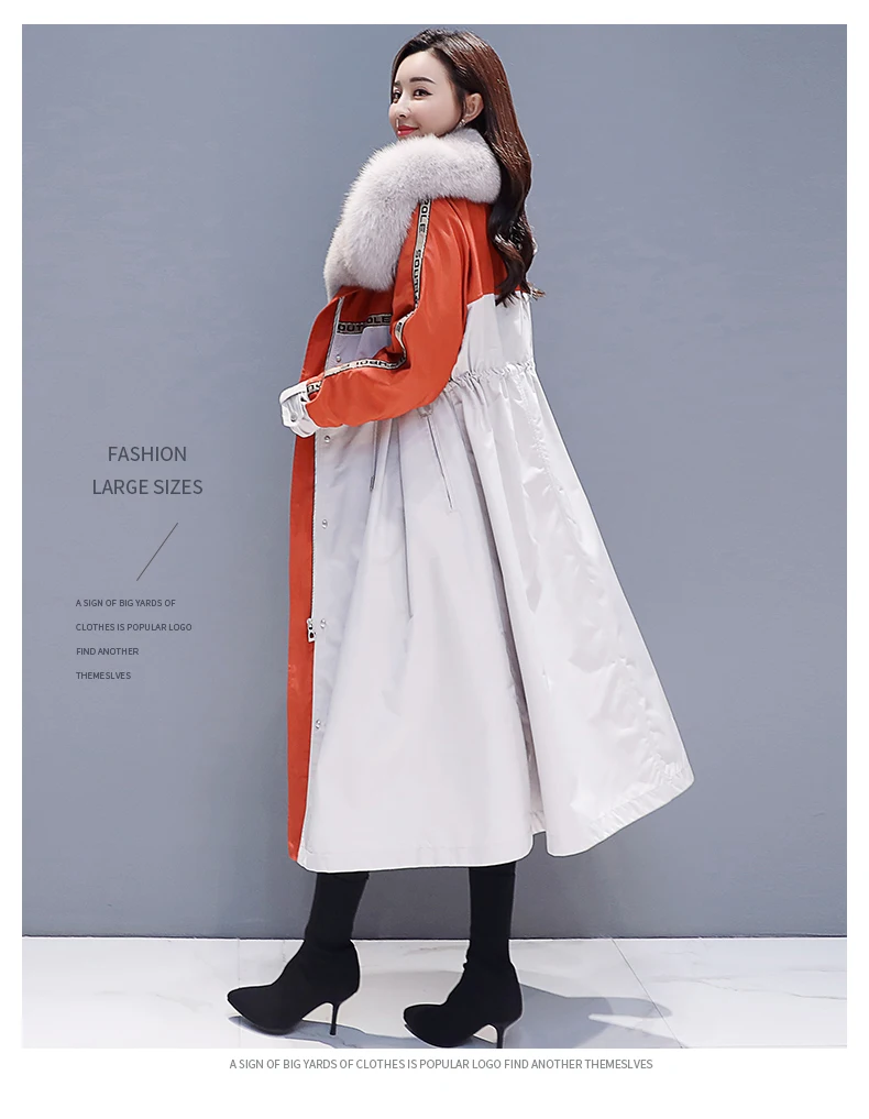 Новая женская куртка зима модная теплая длинная куртка меховым воротником утепленная бархатная Свободная верхняя одежда женская