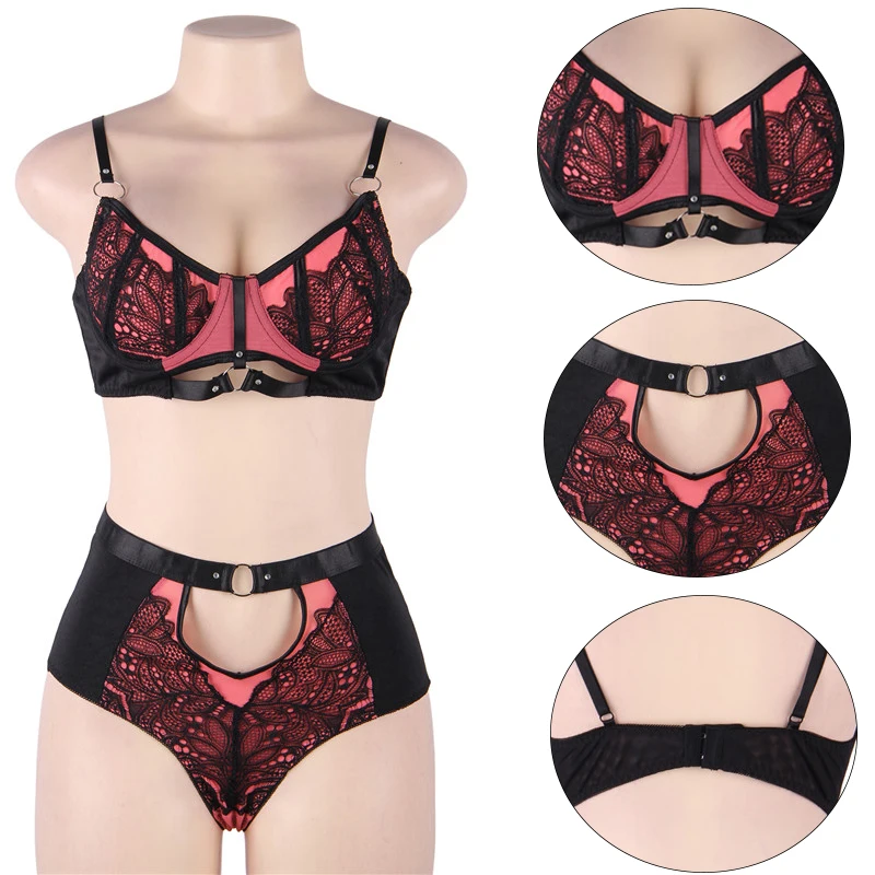 Comeondear Lace Bra Set Plus Size XL 3XL 5XL Ensemble Lingerie Femme Sexy Lingerie Set Female Nightwear Brief Sets Panties sexy bra and panty