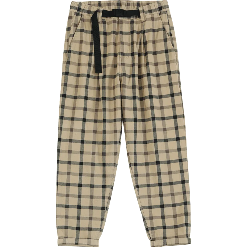 Loose cargo pants in plaid khaki – Dresoo