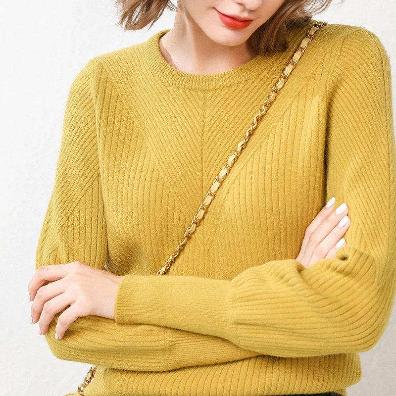 

cashmere and wool Knitted Pullover Women Oneck Long Sleeve Sweater Women Clothes 6Colors High Quality Lady soft Sweaters Tops