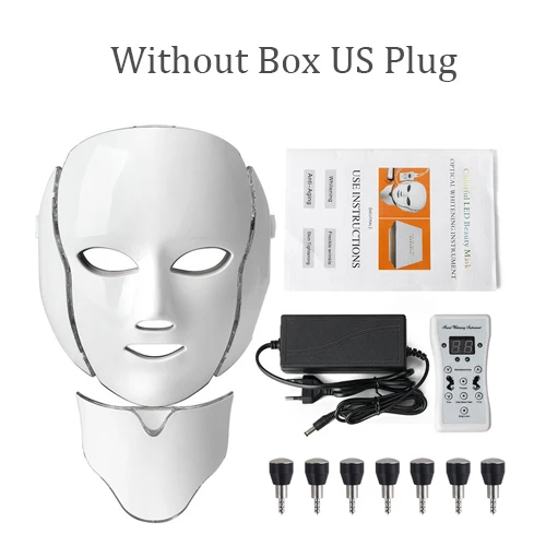Without Box- US Plug Beauty Star, 7 цветов, фотонная электрическая светодиодный маска для лица и шеи, EMS, микротоковая маска для удаления морщин, акне, омоложения кожи, светодиодный маска для лица - Цвет: Without Box- US Plug