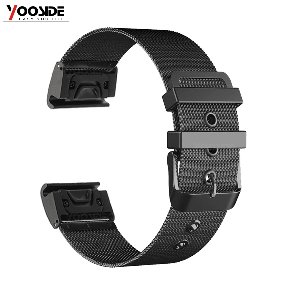Pulseira de Relógio de Aço Inoxidável para Garmin Fenix Pulseira Quickfit Milanesel 5 – Plus Instinto Precursor 935 6 22mm