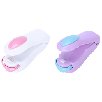 

2 Pcs Household Mini Heat Sealing Machine Ceramic Impulse Sealer Plastic Bag Sealer, White+Pink & Purple+Blue