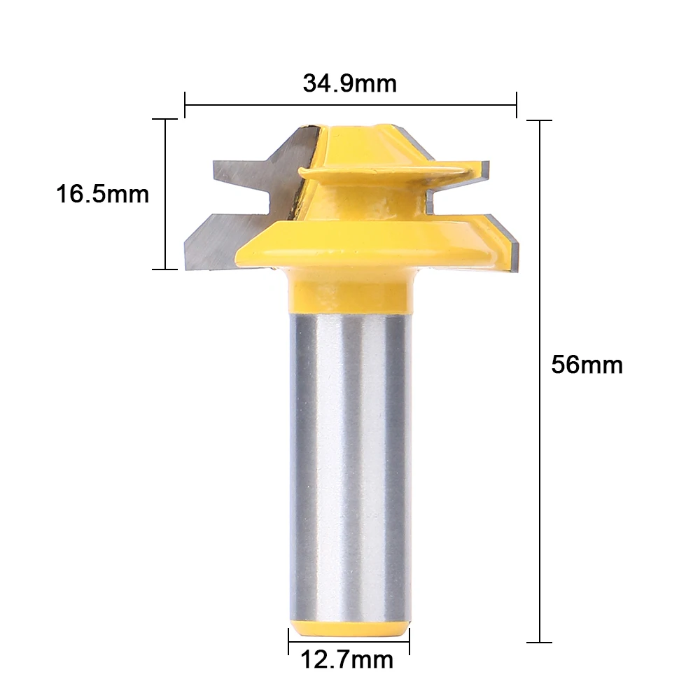 1/2 дюймов хвостовик замок Торцовочная фреза 45 градусов шип резак инструмент деревянная дверь оконные рамы Фрезерный резак деревообрабатывающий инструмент