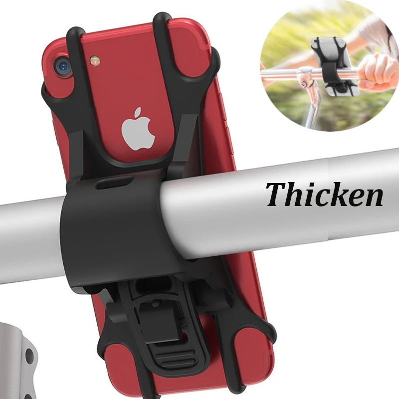 Universal Thicken Phone Silicone Holder Bike Bicycle Motorcycle Mobile Mount Buckle Pull For Cellphone Handlebar Bracket Stand