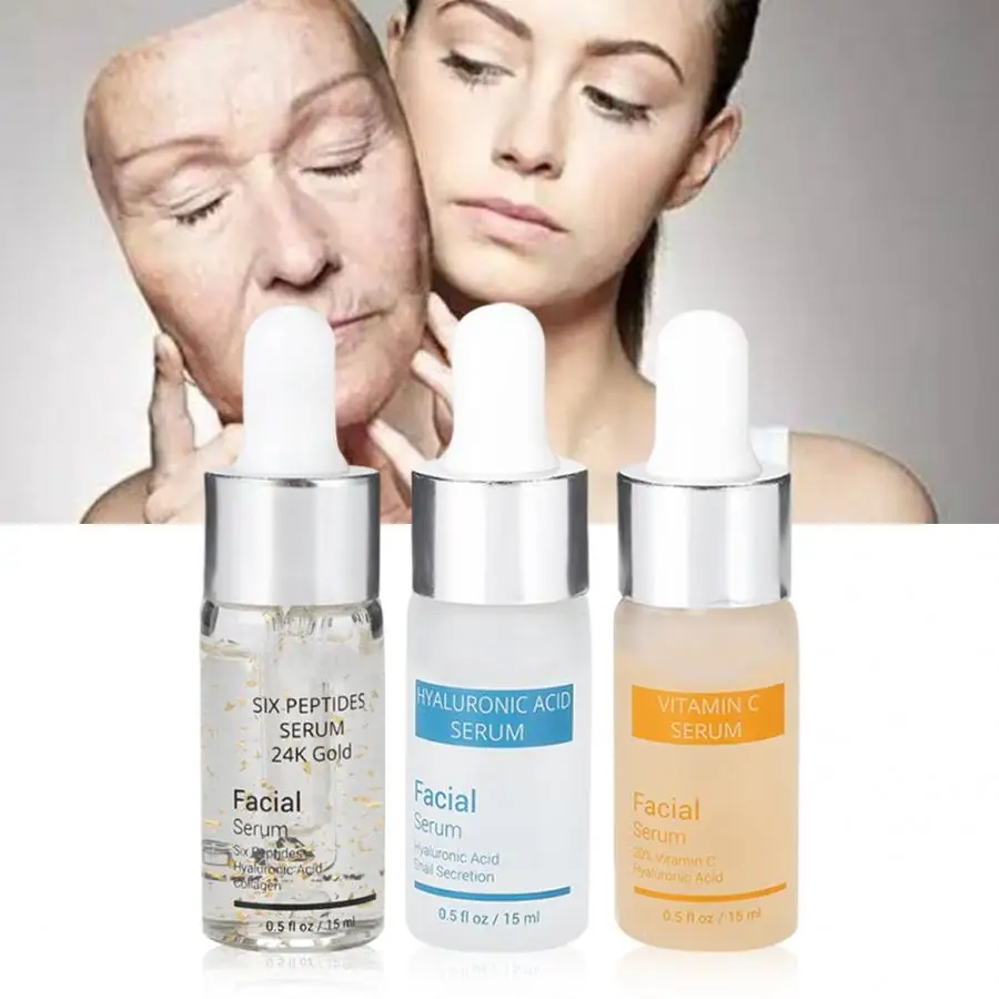 LANBENA Hyaluronic Acid Serum+ Vitamin C Serum+ Six Peptides Serum 24K Gold Anti-aging