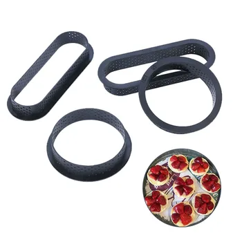 

8 Pcs Mini Tart Ring Circle Cutter Tartlet Mold Small Pie Ring Heat-Resistant Perforated Cake Mousse Molds Non Stick Cake Mold