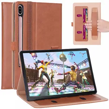 

For Samsung Tab S6 T860 T865 Retro PU Leather Protective Hand Support Tablet Case with Card Position Bracket Sleep Function