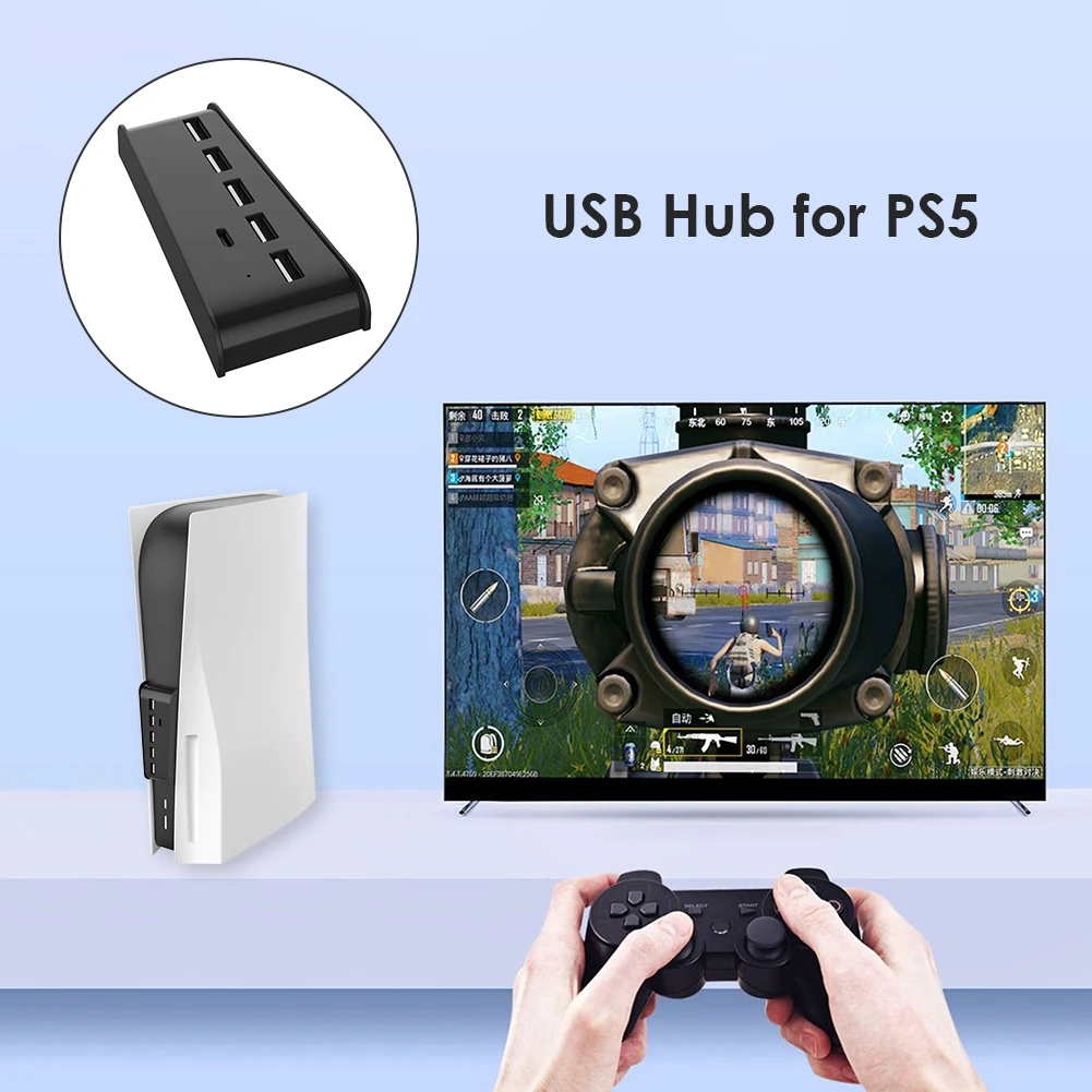 5 USB Ports + 1 Type-C Hub Adapter High Speed Splitter Expension for PS5  Console