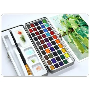 

50 Colors Solid Watercolor Paint Pigment Set Portable for Beginner Drawing Art L41F