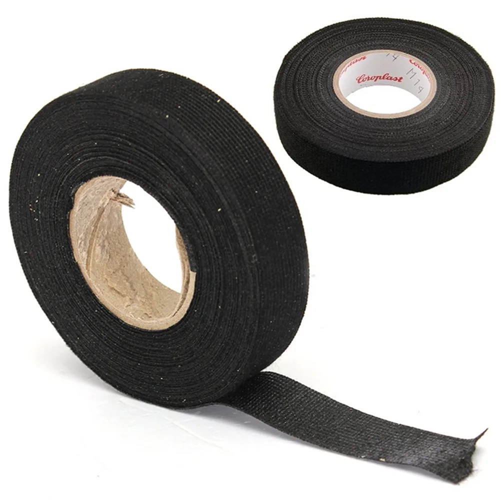 Wiring Harness Tape Strong Adhesive Cloth Fabric Tape For Looms Cars Black Color 1Roll 19mm x 15M
