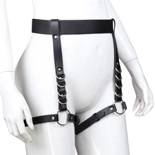 Women Gothic Steampun PU Leather Harness Garter Belt Waist Cincher Thigh Ring
