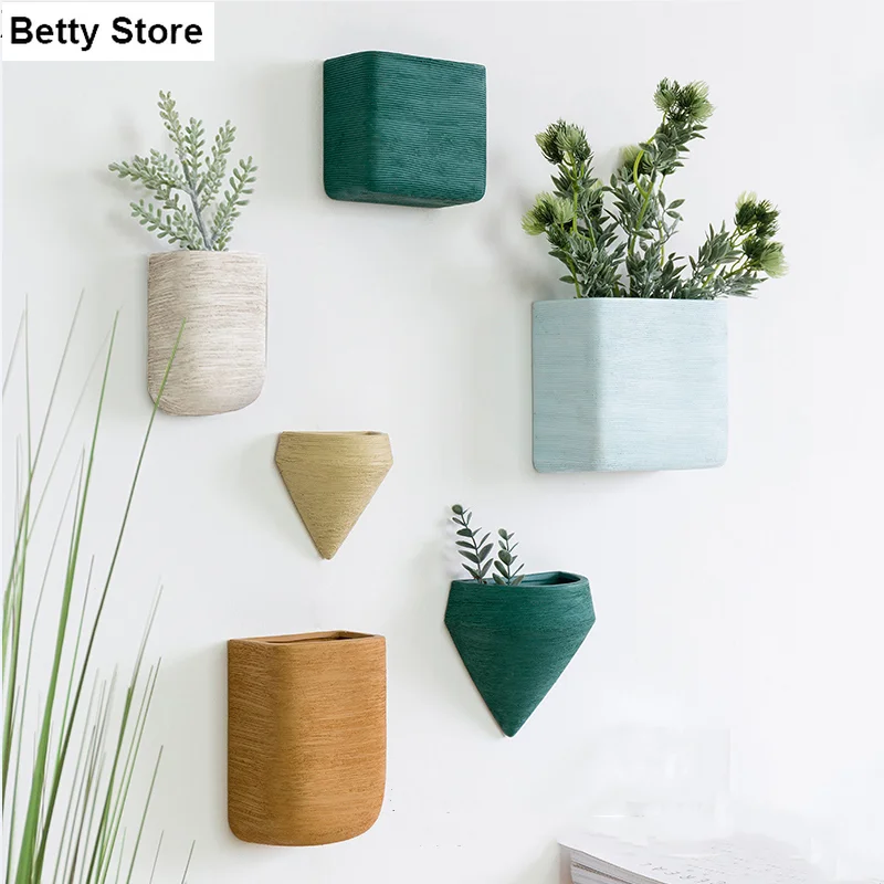 Creative Ceramic Wall Hanging Vase Flower Arrangement Storage Container