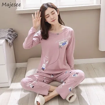 

Pajama Sets Women Long Sleeve Printed Soft Cartoon Large Size 3XL Daily Leisure Comfortable Elegant Korean Style High Quality