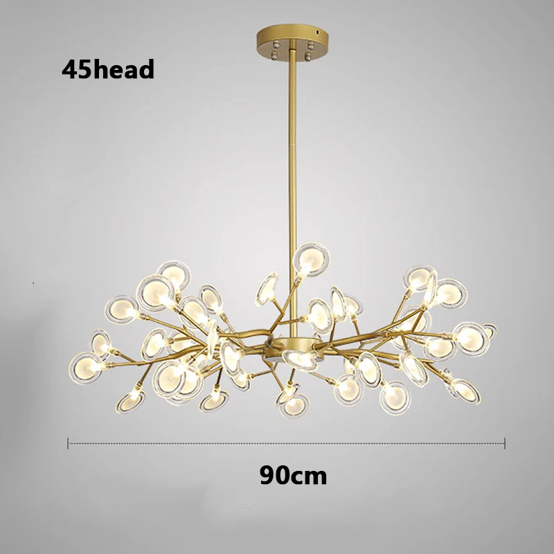 Decoration Firefly Chandelier Lighting Modern Branch Light Fixture Vintage living Roomm/Dinning Room Hanging Lamp - Цвет абажура: 45head 90cm