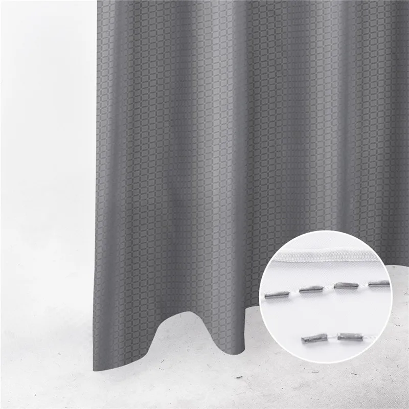 Simple Gray Plaid Style 180x180cm Shower Curtain Polyester Waterproof Mildew Curtains Home Bathroom Decoration Supplies