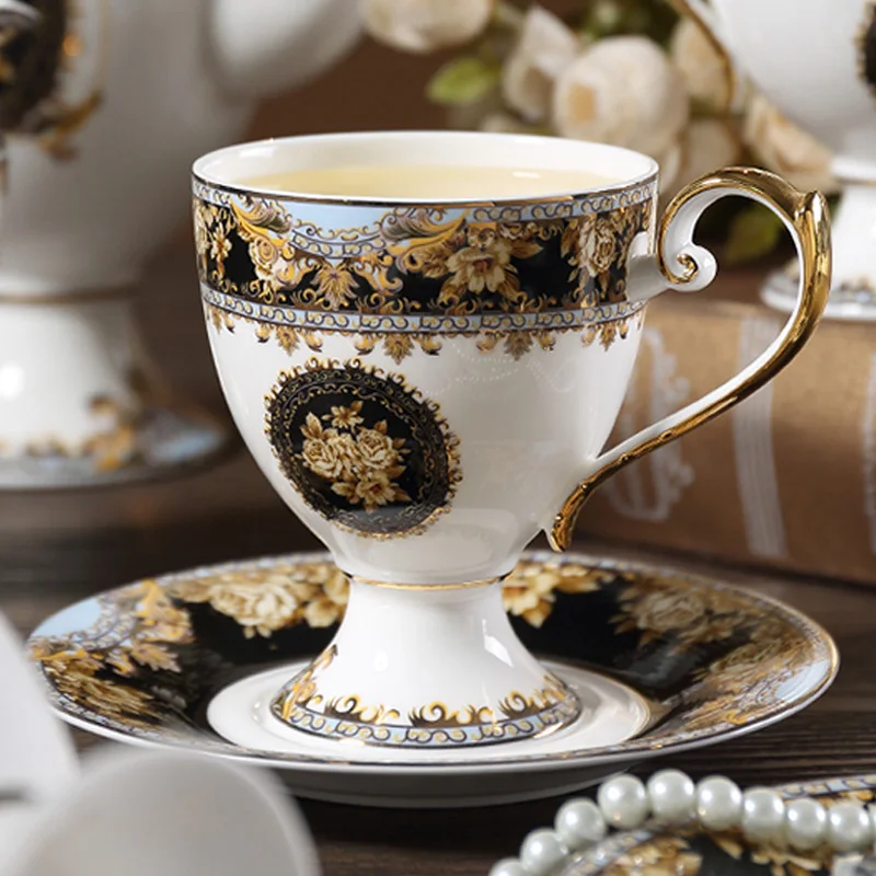 Фарфоровая британская кофейная чашка и блюдце, Роскошный Королевский классический чайный сервиз из костяного фарфора Цзиндэчжэнь, Королевский костяный фарфор HH50BD