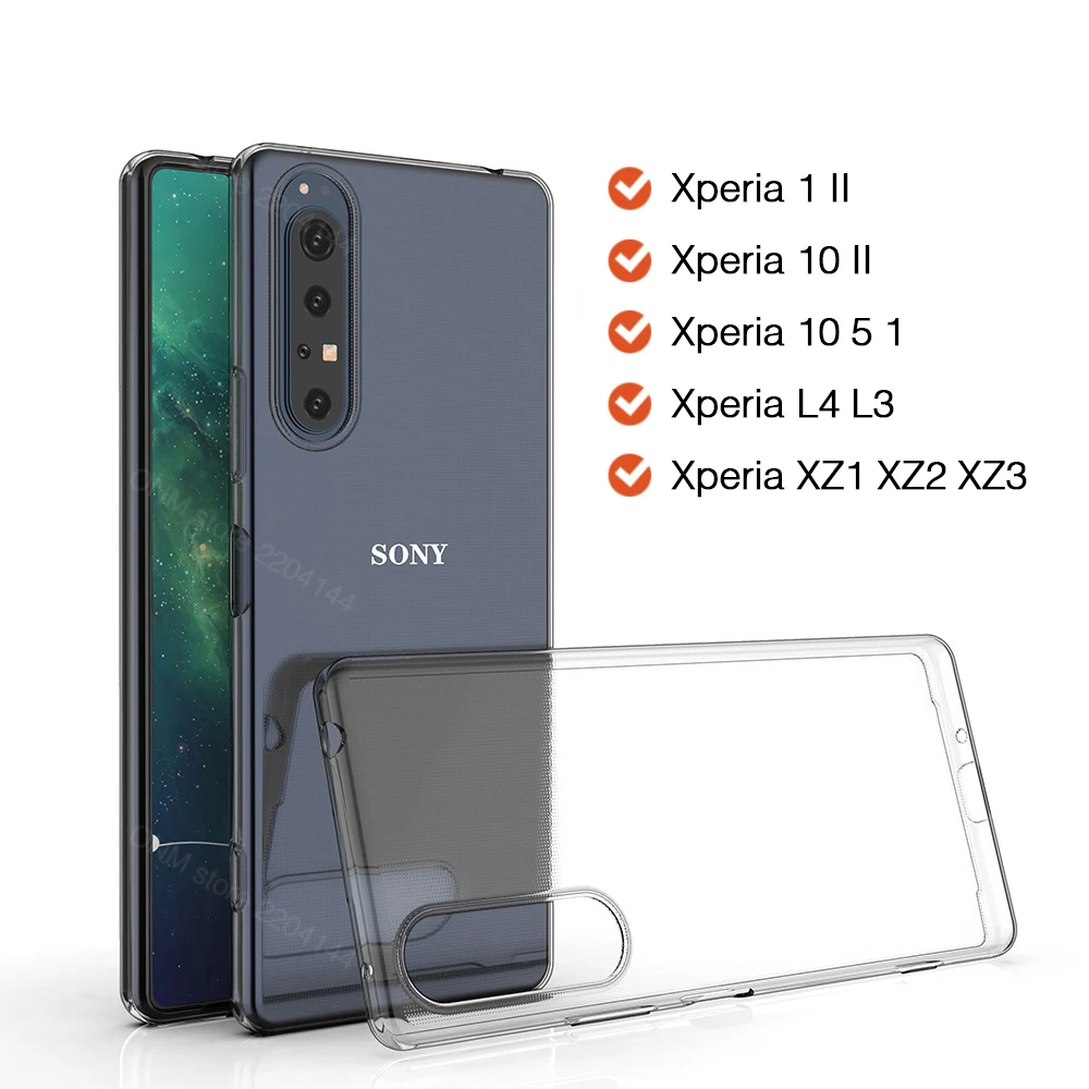 Чехол для Sony Xperia 1 II 10 TPU силиконовый прозрачный чехол Бампер Мягкий 5 L4 L3 XZ XZ1 XZ2 XZ3