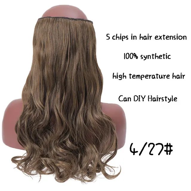 SHANGKE Synthetic 24-Inch Straight Clip in Hair Extensions Heat Resistant Wavy Hairpiece High Temperature Fiber False Hair 901-4I27