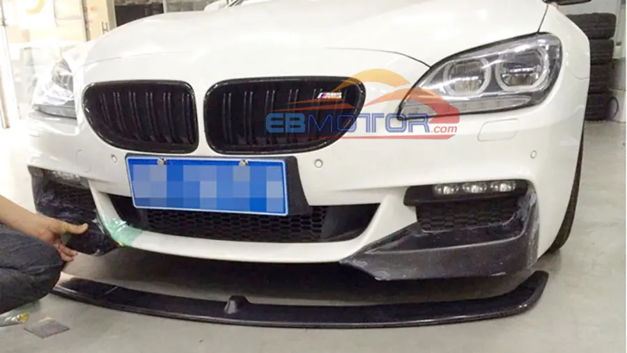 P Стиль Настоящее карбоновое волокно передний спойлер для губ подбородка разветвители 3 шт. для BMW F06 F12 F13 M-Sport Mtech бампер 2012UP c
