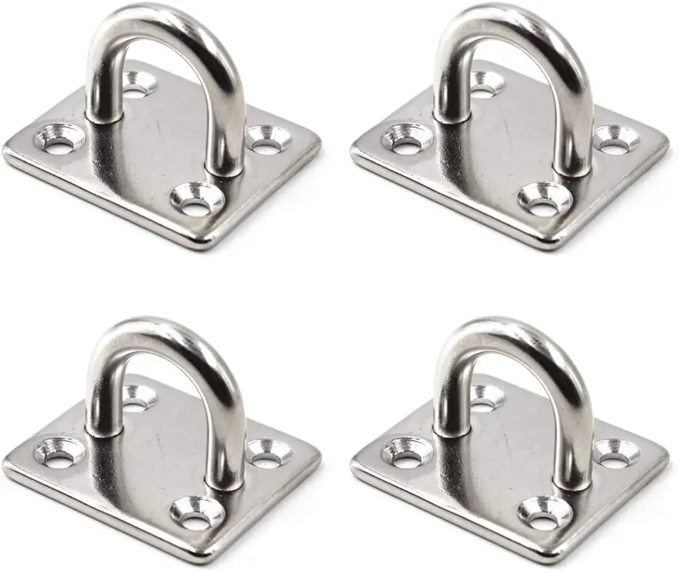 4PCS Square Pad Eye Plate Stainless Steel 316 Ceiling Wall Mount Hook Heavy Duty Anchor Eye Plate For Boat Yoga Swings Hammocks 18cm 360 degree projector bracket adjustable projector ceiling wall mount metal bracket aluminium alloy projector hanger