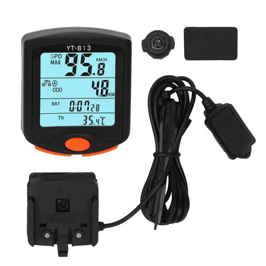 Wired Speedometer Waterproof Bicycle Stopwatch Computer Digital Odometer Thermometer LCD Backlight Cycling Bike Speedometer
