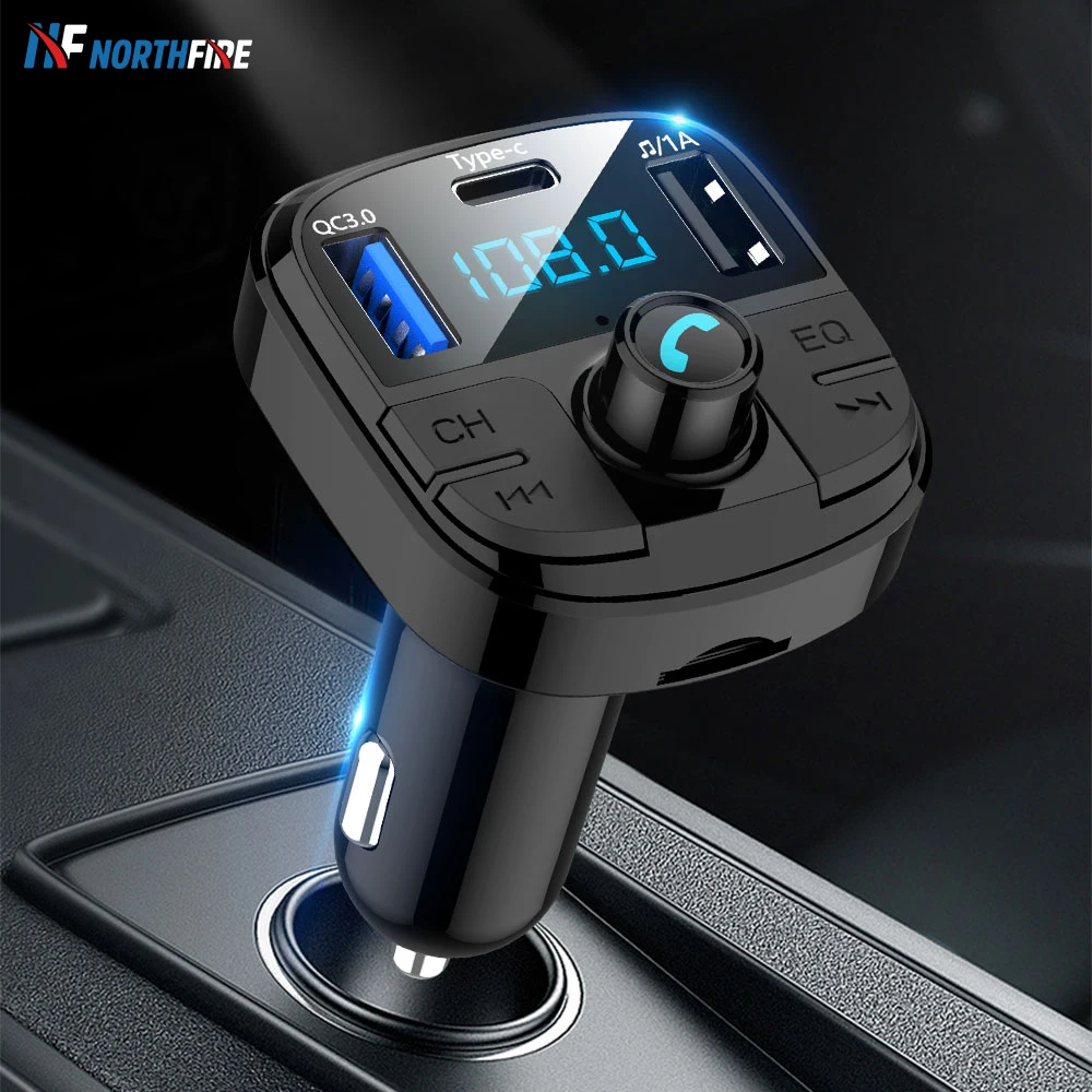 

Dual USB Car Charger QC 3.0 Quick Charge FM Card MP3 player Bluetooth hands-free phone car cigarette lighter Adapter Car-Charger