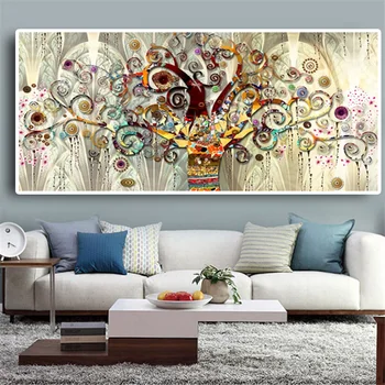 

Tree of life by Gustav Klimt Landscape Oil Painting on Canvas Posters and Prints Cuadros Wall Art Pictures For Living Room