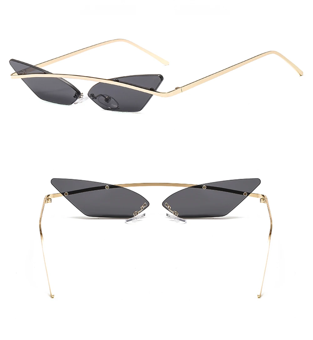 Vintage Cat Eye Sunglasses Unisex Multicolor Frameless Eyewear_voghion.com