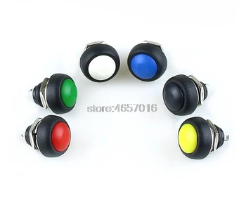 

20PCS/LOT Black/Red/Green/Yellow/Blue 12mm Waterproof Momentary Push Button Switch 3A 125V / 1A 250V Reset Switch PBS-33B