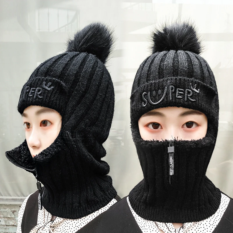 Ветрозащитные шапочки Skullies для мужчин и женщин, маска на все лицо, осенне-зимняя шапка унисекс, дышащие вязаные теплые шапки, шарф, плотные шапки