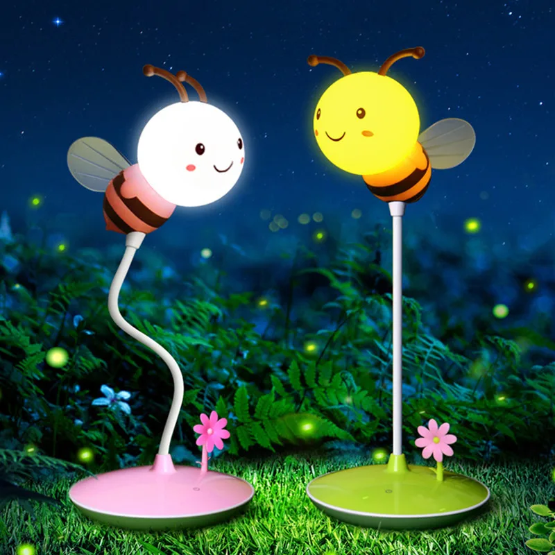 

LED cartoon table lamp bee style USB touch dimmable desk lamp reading eye protection book lights child cartoon gift