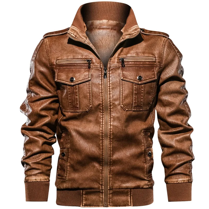 Брендовые новые зимние куртки для мужчин, повседневная верхняя одежда, пальто, ветровка, искусственная кожа, мотоциклетные кожаные куртки, мужские европейские размеры, S-XXL кожаные пальто - Цвет: 2902 yellow