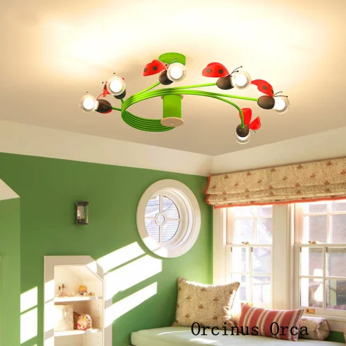 Cartoon creative firefly ceiling lamp for boys girls bedrooms children's room lamp personality LED color ceiling lamp