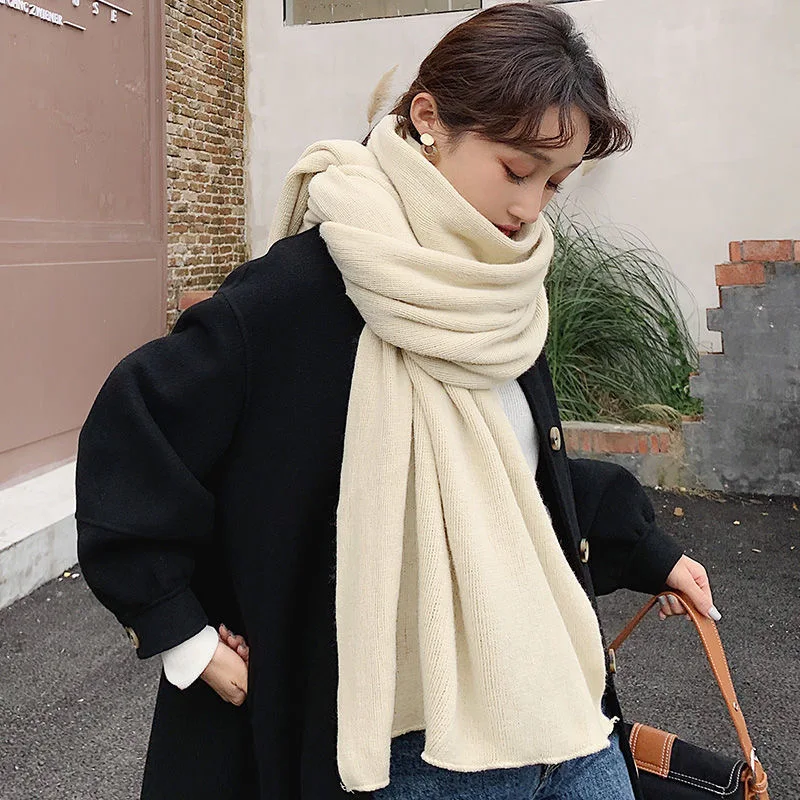 Winter Women's Scarf 2020 New Fashion Warm Shawl And Wrap Bandana Pashmina Female Solid Color Large Long Knitted Scarves 6