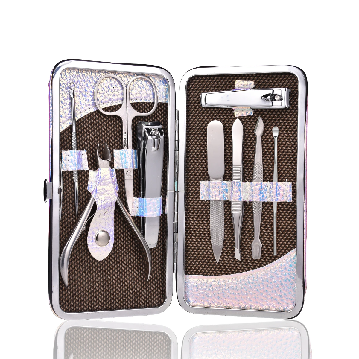 

9Pcs/set Stainless Steel Manicure Nail Clipper Nipper Cutter Scissors Tweezers Ear Pick Pedicure Manicure Set Nail Art Tools