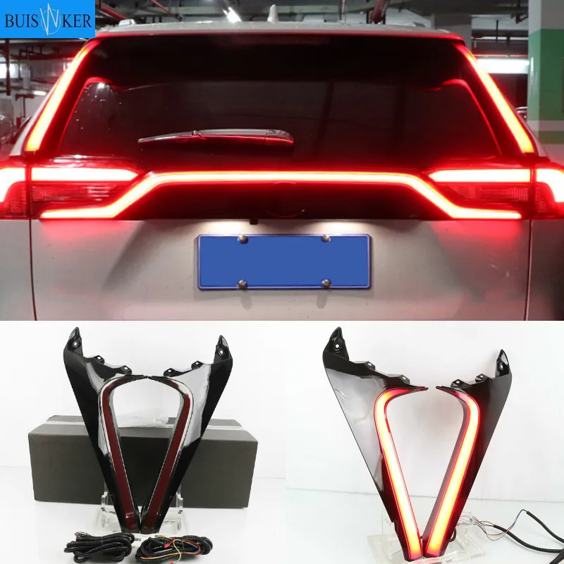 

2 шт задние фары мощностью колонна светильник для Toyota RAV4 2019 2020 Автомобильный светодиодный задний бег светильник бампер тормозной светильник динамический сигнал поворота отражатель
