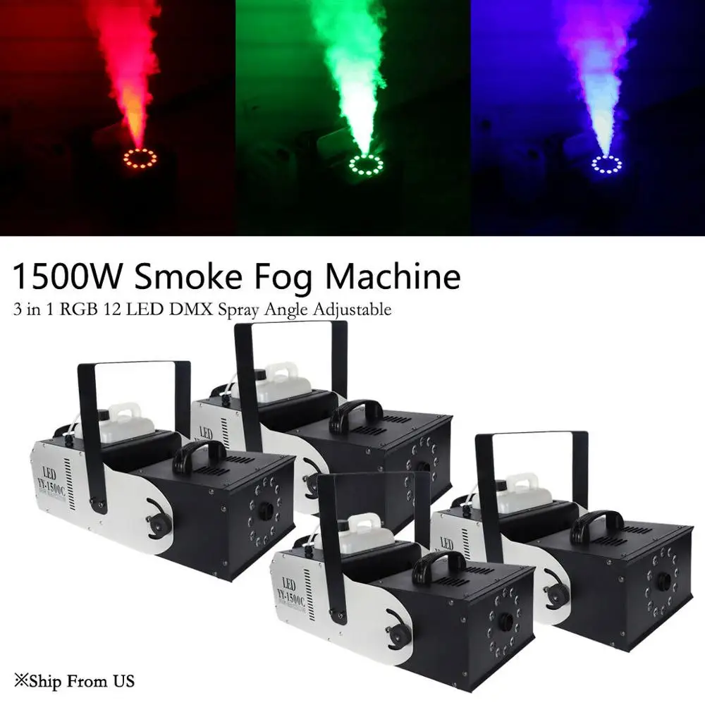 4 шт 3в1 RGB 1500 Вт противотуманная машина DJ светодиодный DMX Xmas сценический дымовой фоггер DJ W/пульт дистанционного управления 4 шт 3в1 RGB 1500 Вт противотуманная машина DJ светодиодный DMX Xmas сценический дымовой фоггер DJ W/пульт дистанционного управления
