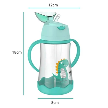 

Kids Cute Animal Print 480ML Straw Cup Baby Juice Drink Learn To Drink Cup Non-slip Base 2020 New