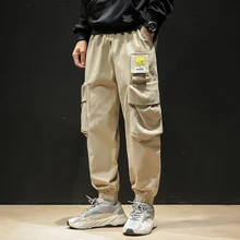 Прямая поставка, осенние мужские уличные комбинезоны Харадзюку с большим карманом,, мужские спортивные брюки-карго
