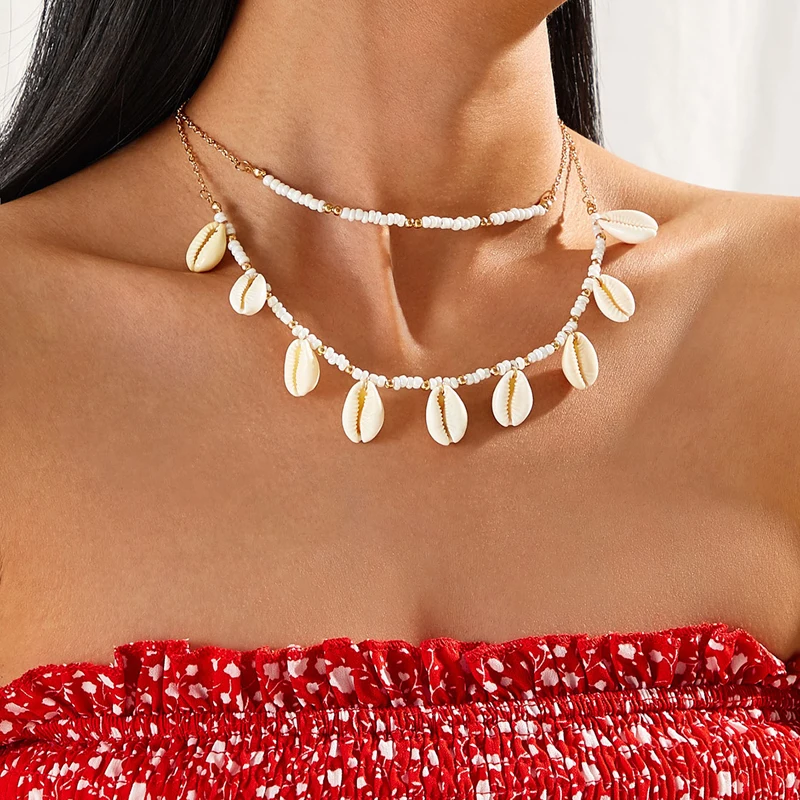 docona Bohemia Shell Tassel Clavicle Chain for Women Girls Trendy Charm Seed Beaded Ocean Beach Party Jewelry Accessories D04203 | Украшения