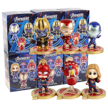 

Avengers Infinity Gauntlet Thanos Captain Marvel Iron Man Q Version PVC Action Figures Toys 6pcs/set