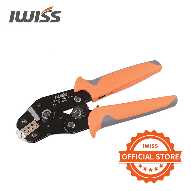 

IWISS SN 2549 European Style Crimping Plier Hand Crimper Tool Crimp Range 0.08-0.5/0.25/0.5/1.0mm2 (28-18AWG)
