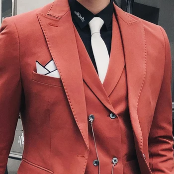 

Banquet Male Self-cultivation Man's Suit Three-piece Groom Marry Full Dress Tv Station Wedding Host Clothing Tuxedo