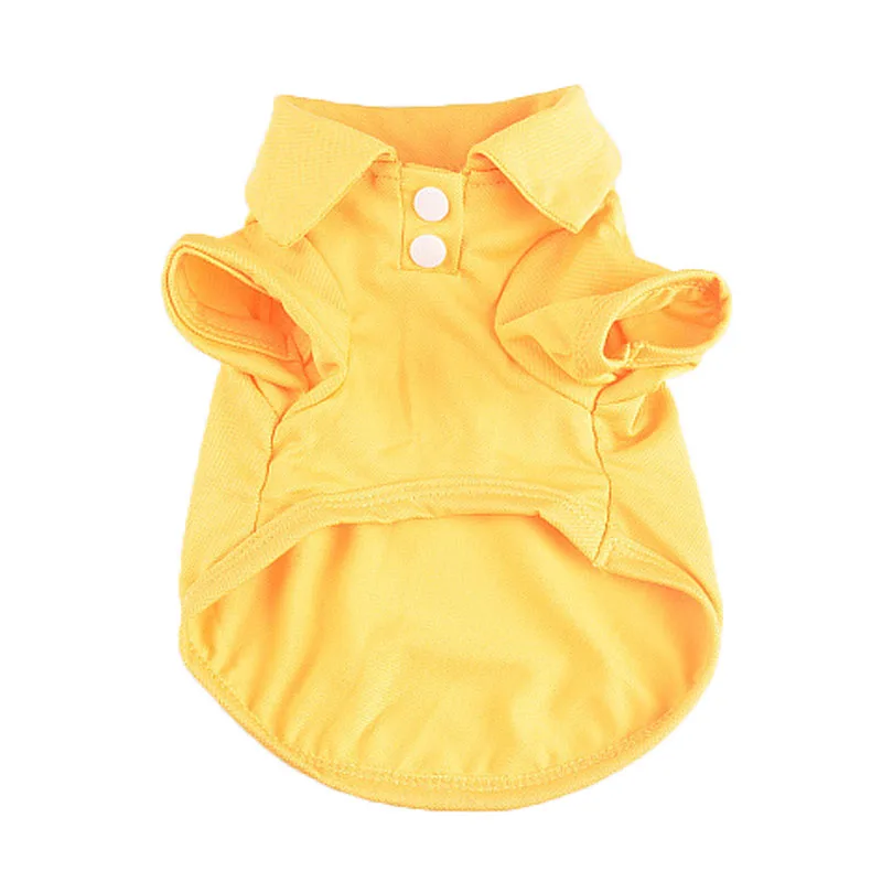 yellow 6 цветов, футболка для собак, милая футболка с Йоркшир-терьером, весенний воротник поло, дышащие рубашки для домашних животных, жилет для маленьких собак, одежда для щенков - Цвет: yellow
