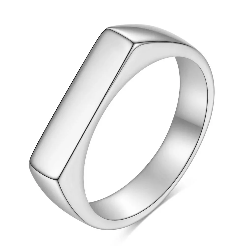Vintage Stainless Steel Signet Ring - Silver Oxidized