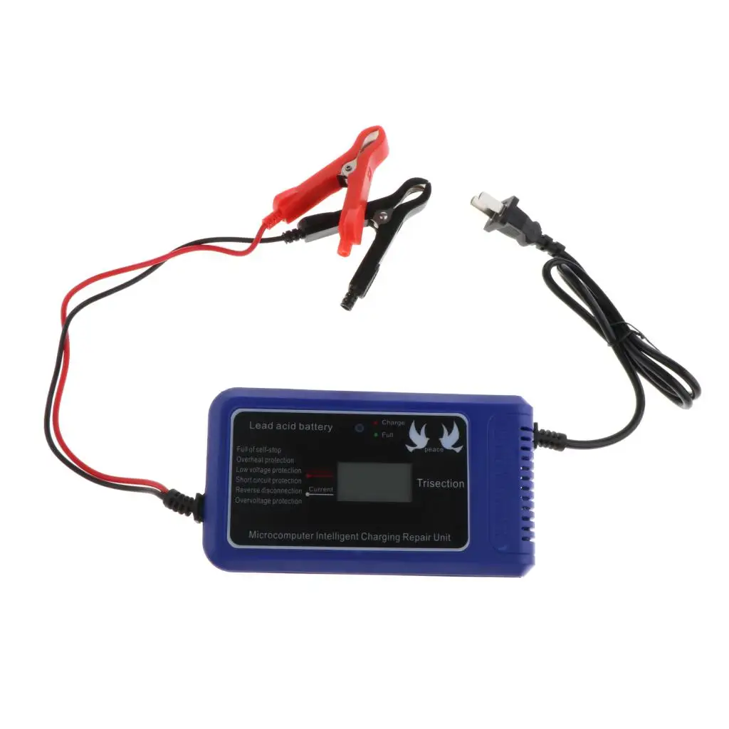 Car Battery Charger LCD Touch Screen Pulse Repair Motorcycle Lead Acid Battery