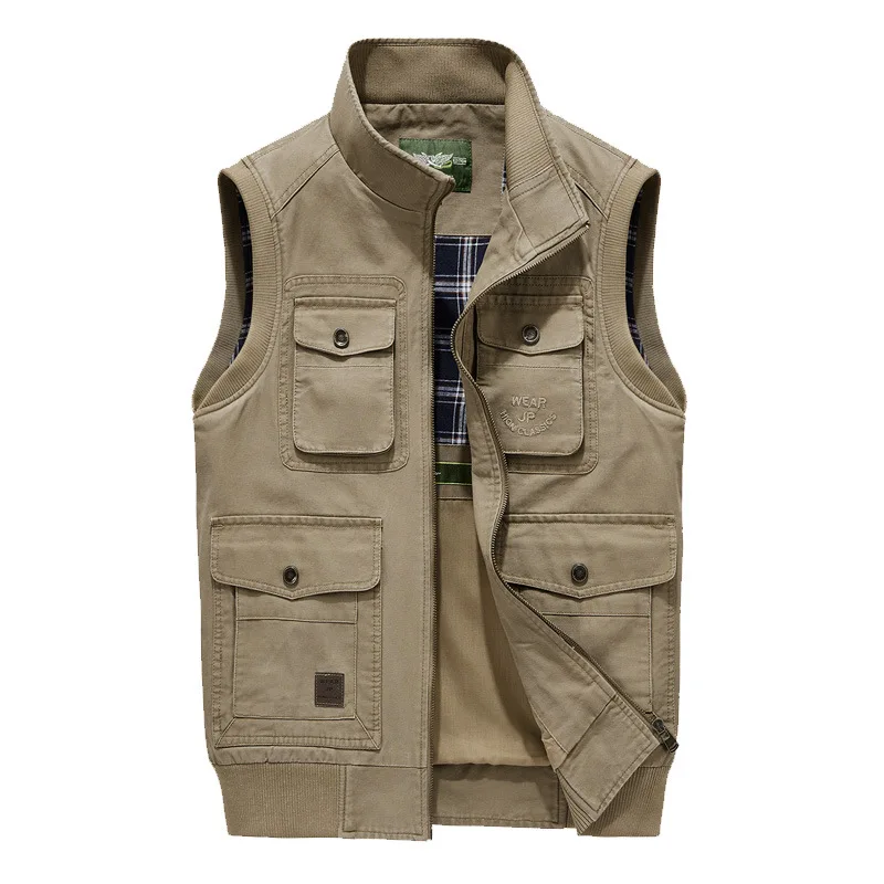 Middle-aged Men's Spring And Autumn Bags Waistcoat Thin Double-sided Wear Stand Collar Lard-bucket Business Pure Cotton Casual L