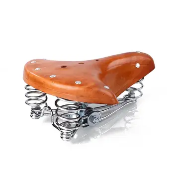 

Retro Leather Classic Cycle Bicycle Bike Cycling Saddle Seat with Spring